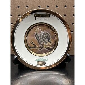Bald Eagle Chokin Art Collection Plate 24k Gold Rim 6.5"
